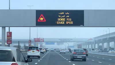 View of the early morning fog in Dubai. Pawan Singh / The National