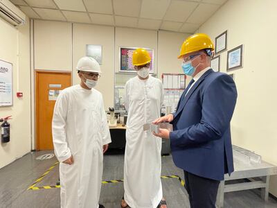 Dr Sultan Al Jaber, Minister of Industry and Advanced Technology, during the visit to Gulf Extrusions.