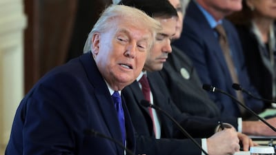 US President Donald Trump and Secretary of State Marco Rubio attend a meeting with oil industry executives at the White House in Washington. Reuters