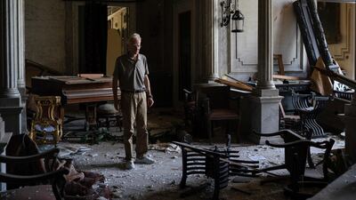 Roderick Sursock stands in a heavily damaged room of the Sursock Palace, affected by the explosion in the seaport of Beirut. AP Photo