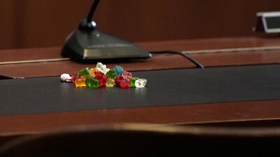 A pile of gummy bears sits on Depp's table in the courtroom. Reuters
