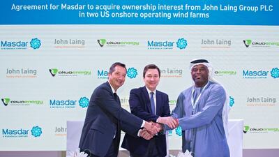 Masdar announced the execution of a share purchase agreement to acquire John Laing Group interest in two wind farms in the United States. Courtesy Masdar