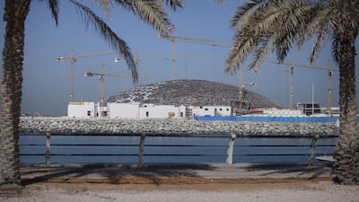 December 9, 2014: the Louvre Abu Dhabi reaches another construction milestone as dome rests fully on four permanent piers. Silvia Razgova / The National
