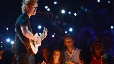 Ed Sheeran performs at the music awards in Las Vegas. Ethan Miller / Getty Images / AFP