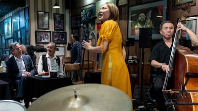 US Secretary of State Antony Blinken treated to a performance at Binh Minh Jazz Club in Hanoi on April 15, 2023. AFP