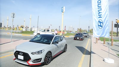 The cars head off into the desert.