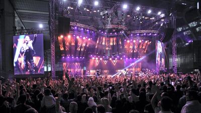 Tamer Hosny takes to the stage during the Al Maryah Island festivities. Victor Besa / The National