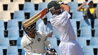 South Africa's Jacques Kallis unleashes a drive on his way to another century.