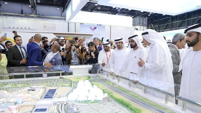 Sheikh Mohammed bin Rashid, Vice President and Ruler of Dubai, Sheikh Hamdan bin Mohammed, Crown Prince of Dubai, Sheikh Mansoor bin Mohammed and Sheikh Ahmed bin Saeed, president of Dubai Civil Aviation Authority and chairman of the Emirates Group, tour the Arabian Travel Market. Wam
