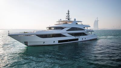 The Majesty 140 pictured off the coast of Dubai. All pictures courtesy Seven Media