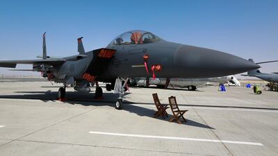 The Boeing F-15E dual-role fighter at the Dubai Airshow. Victor Besa for The National