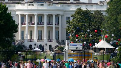 Preparations take place for an Independence Day celebration on the South Lawn of the White House in Washington, DC.