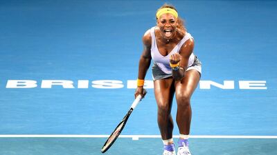 Serena Williams of the US celebrates her win over Maria Sharapova of Russia in their semi-final. William West / AFP