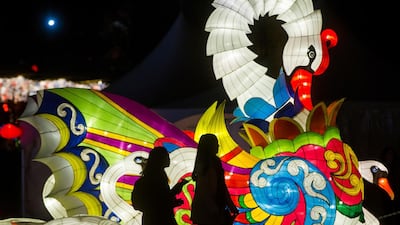 Two young women walk past a swan lantern during the opening night of the Vancouver Chinese Lantern Festival at the Pacific National Exhibition, in Vancouver, British Columbia. Darryl Dyck / The Canadian Press via AP