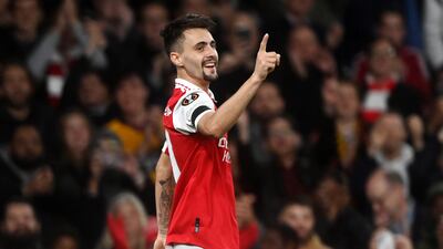 Fabio Vieira celebrates after making it 3-0. EPA