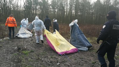 Cleaning staff confiscate tents and personal belongings during an eviction in Grande-Synthe, 15 January 2019. Courtesy Adrian Abbott