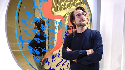 Stefano Simontacchi, also known as The Prism, with one of his works at Bassam Freiha Art Foundation. Victor Besa / The National