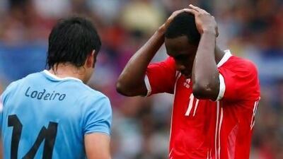 Ahmed Khalil was not at his best in the defeat by Uruguay. Eddie Keogh / Reuters