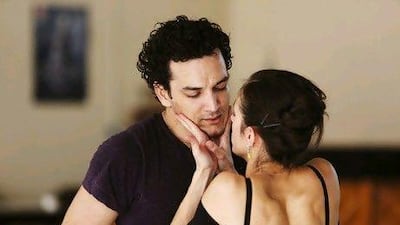 Martha Leebolt and Javier Torres, who portrays Julius Caesar, in a scene from Cleopatra. Justin Slee