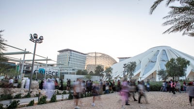 Crowds gather for the end of Expo 2020 Dubai. Ruel Pableo for The National