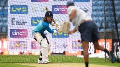 Rory Burns of England bats during training in Leeds. Getty