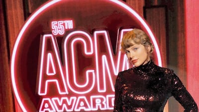 Taylor Swift attends the 55th Academy of Country Music Awards at the Grand Ole Opry in Nashville, Tennessee. Getty Images
