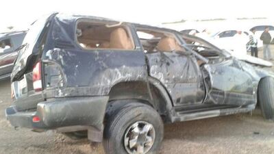 Four members of an Omani family living in Al Ain died in a car accident while crossing back into Abu Dhabi at Buraimi border. Courtesy Times of Oman