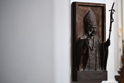 A relief of Pope Benedict XVI inside the Church of our Lady in Munich, Germany. EPA