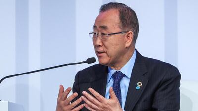 Ban Ki-moon will sit on a climate change panel on the opening day at the 2019 World Government Summit in Dubai. Victor Besa / The National