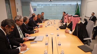 Officials from Saudi Arabia and Pakistan meet at the World Bank-IMF Spring Meetings in Washington. Photo: X