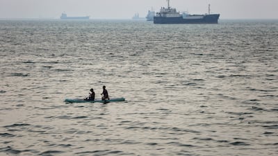 Ships at anchor near the shoreline of Bandar Abbas on the Strait of Hormuz, where tension remains high. Getty Images