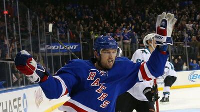 New York's Rick Nash has scored seven goals in six games early into the 2014/15 NHL season. Bruce Bennett / Getty Images / AFP / October 19, 2014