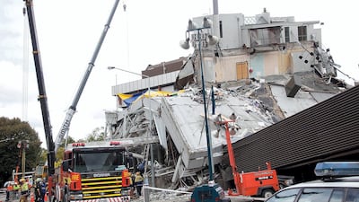 Rescuers working at the site of the collapsed Pyne Gould Corp (PGC) building in Christchurch on February 23, 2011, a day after a 6.3 magnitude earthquake hit the city. AFP