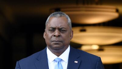 US Defence Secretary Lloyd Austin outside the Pentagon on September 15. AFP