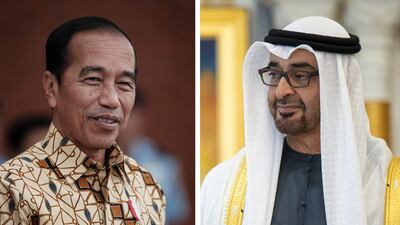 President Sheikh Mohamed will meet Joko Widodo, President of Indonesia, on his official visit to the UAE this week. Photos: AFP / UAE Presidential Court