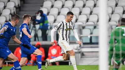 Juventus forward Cristiano Ronaldo runs at the Kiev defence. AFP