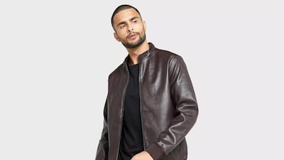 PU leather jacket; Dh216 (down from Dh309); Seventy Five on Namshi. Photo: Namshi