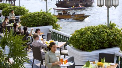 Above, the terrace of the Verandah restaurant at the Mandarin Oriental in Bangkok. Courtesy Mandarin Oriental Hotel Group