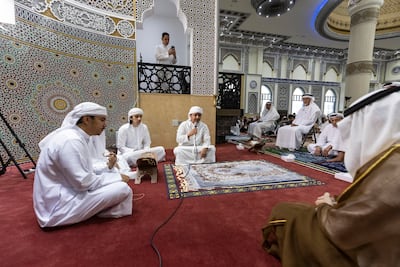 Traditional prayers were held to herald the start of Eid Al Adha at Al Farooq Omar Bin Al Khattab Mosque in Al Safa, Dubai. Antonie Robertson / The National