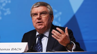 IOC president Thomas Bach addresses the media in Pyeongchang. Ker Robertson / Getty Images