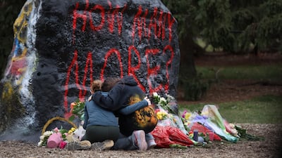 A makeshift memorial on the university campus. AFP