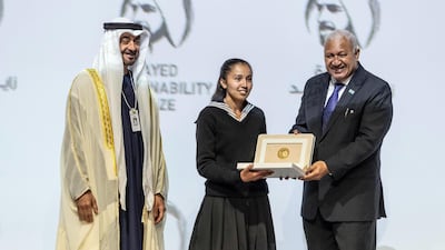 The Zayed Sustainability Awards held at ADNEC as part of Abu Dhabi Sustainability Week. Antonie Robertson / The National