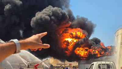 A fire at the Zawiya refinery in Libya after a storage tank was attacked. AFP