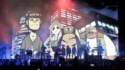 Animated band Gorillaz consist of four cartoon members drawn by artist Jamie Hewlett and fronted by Blur's Damon Albarn. Getty Images