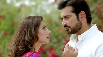 Mahira Khan, left, and Humayun Saeed in the Pakistani film Bin Roye, which will be released in the UAE over Eid Al Fitr. Courtesy Hum Films