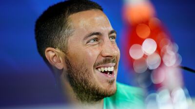 Real Madrid forward Eden Hazard during the press conference. Reuters