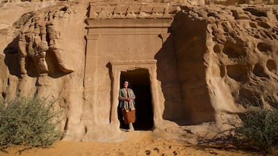 Bettany Hughes ventured deep into AlUla's deserts to film the documentary. Photo: Film AlUla