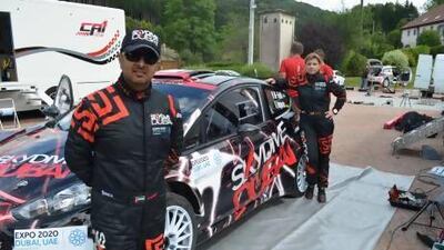 Skydive Dubai Rally Team driver Rashid Al Ketbi, left, and German co-driver Karina Hepperle will debut their brand new Ford Fiesta R5 at this weekend´s ADAC Rally Deutschland. The event starts Thursday and will take place in Cologne, Germany for the first time. Courtesy of FIA World Rally Championships