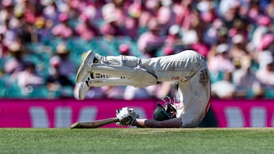 Australia's Steve Smith uses all his athleticism to dodge a short ball on day three of the fifth Ashes Test vs England in Sydney. Smith finished on 129 not out. AFP