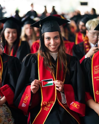 Princess Salma proudly shows off the Jordanian flag on her robes. Photo: Queen Rania/Instagram